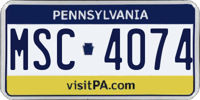 PA license plate MSC4074