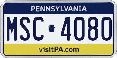 PA license plate MSC4080