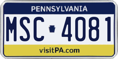 PA license plate MSC4081