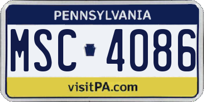 PA license plate MSC4086