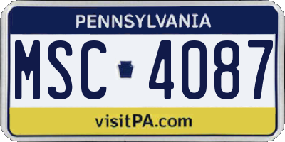 PA license plate MSC4087