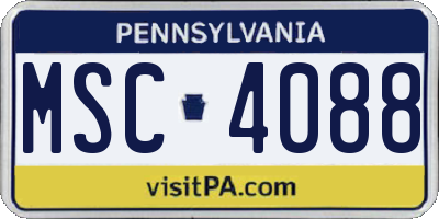 PA license plate MSC4088