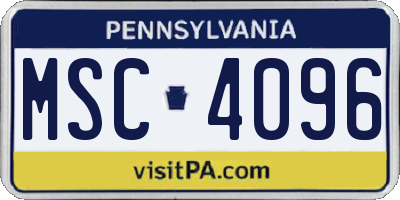 PA license plate MSC4096