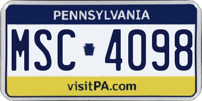 PA license plate MSC4098