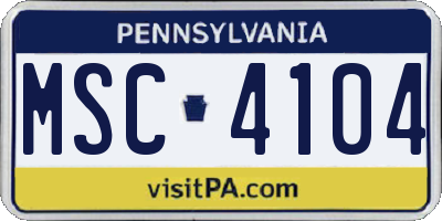 PA license plate MSC4104
