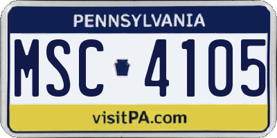PA license plate MSC4105