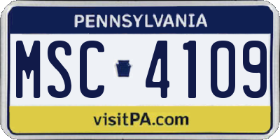 PA license plate MSC4109