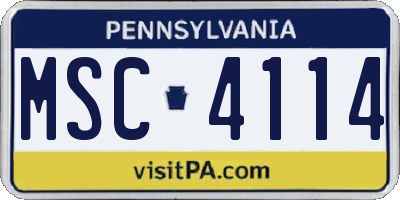 PA license plate MSC4114