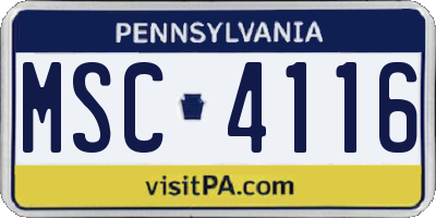 PA license plate MSC4116