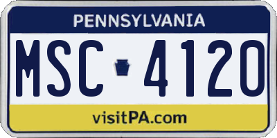 PA license plate MSC4120