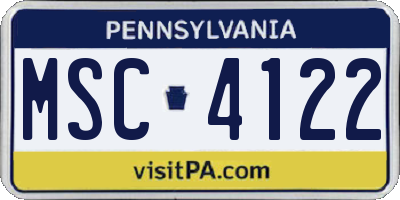 PA license plate MSC4122