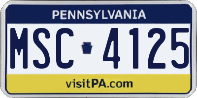 PA license plate MSC4125