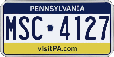 PA license plate MSC4127
