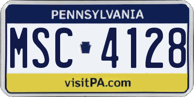 PA license plate MSC4128
