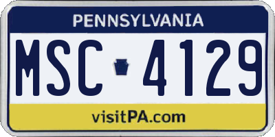 PA license plate MSC4129