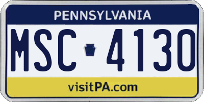 PA license plate MSC4130