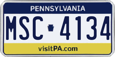 PA license plate MSC4134
