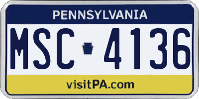 PA license plate MSC4136