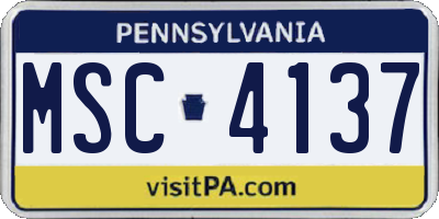 PA license plate MSC4137