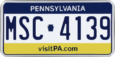 PA license plate MSC4139