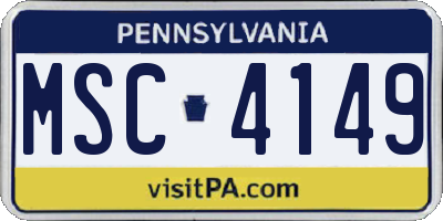 PA license plate MSC4149