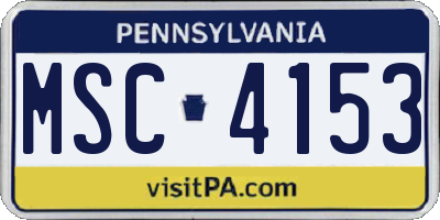 PA license plate MSC4153