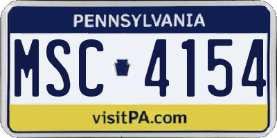 PA license plate MSC4154