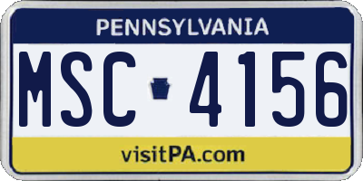 PA license plate MSC4156