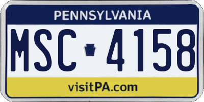 PA license plate MSC4158