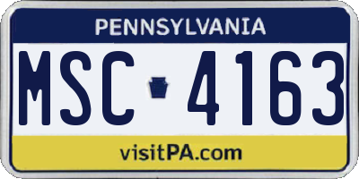 PA license plate MSC4163