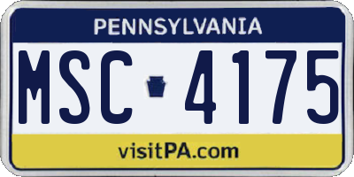 PA license plate MSC4175