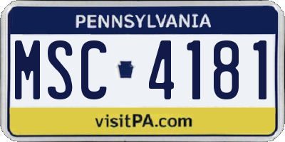 PA license plate MSC4181