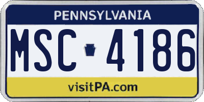 PA license plate MSC4186
