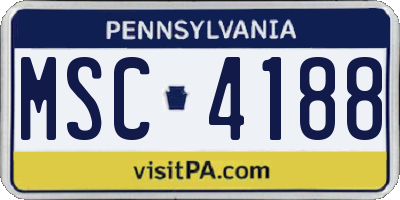 PA license plate MSC4188