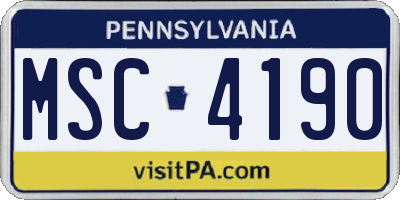 PA license plate MSC4190