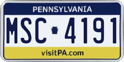 PA license plate MSC4191