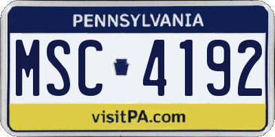 PA license plate MSC4192