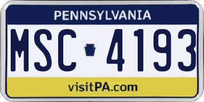 PA license plate MSC4193