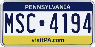 PA license plate MSC4194
