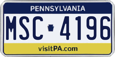 PA license plate MSC4196