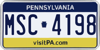PA license plate MSC4198