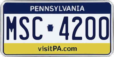PA license plate MSC4200