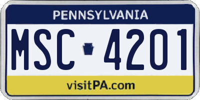 PA license plate MSC4201
