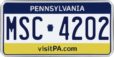 PA license plate MSC4202