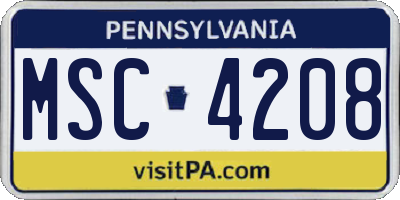 PA license plate MSC4208
