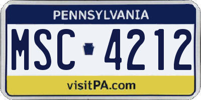PA license plate MSC4212