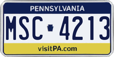 PA license plate MSC4213