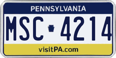 PA license plate MSC4214