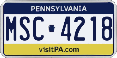 PA license plate MSC4218