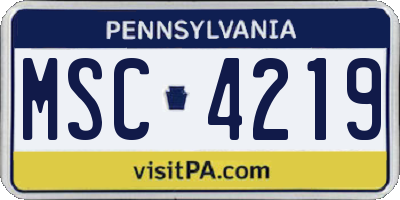 PA license plate MSC4219